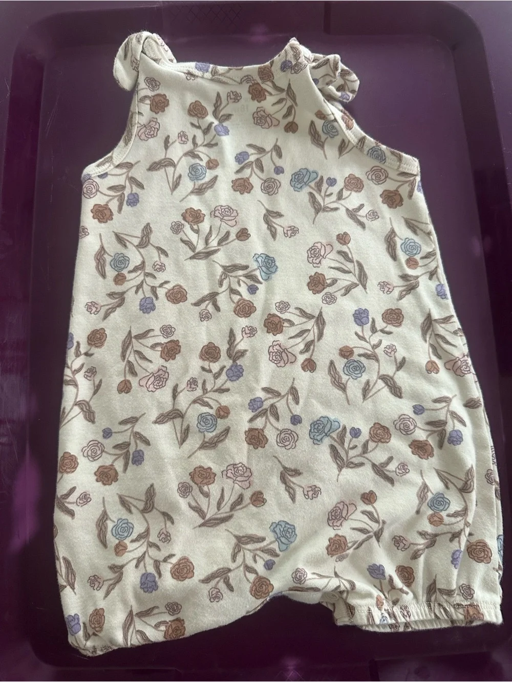 Carter's Cream Tank Romper with Brown & Blue Floral Print